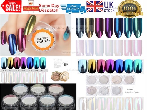 Seashell chameleon mirror nail - seashell,