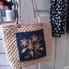 woven straw bag Beach Shopping