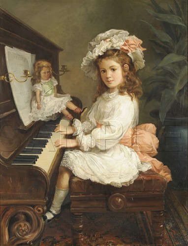 Antique doll print upright - doll,