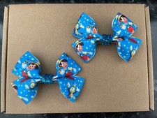 PINOCCHIO THEME JIMINY - hair bow clips (2) HANDMADE girls hair accessories 3”