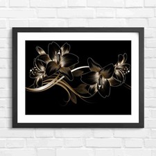 Elegant Gold Lily Art Floral