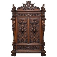 Rare Moses Michelangelo Guggenheim & Pauly Cie Et Venice Antique Carved Armoire