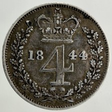 1844 Victoria Maundy Four-Pence Silver Coin | Very High Grade