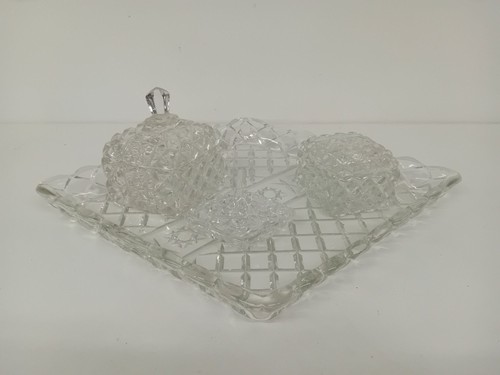 Vintage glass vanity set with - vintage,