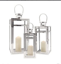 TRIROCKS Set of 3 Stainless Steel Decorative Lantern 48cm&38cm&30cm RRP£165