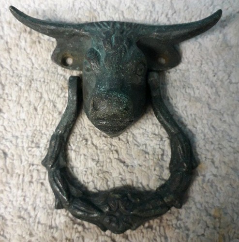 Antique bronze bull head - bull,