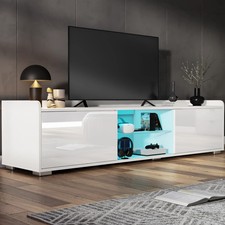 160cm Large High Gloss RGB LED TV Unit with Storage Living Room TV Cabinet