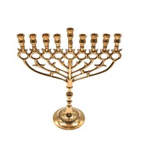 Jewish Hanukkah Chanukah Menorah Brass Candle Holder From Israel 12 Inch Height