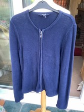 debenhams maine uk 10 cardigan blue full zip textured good cond