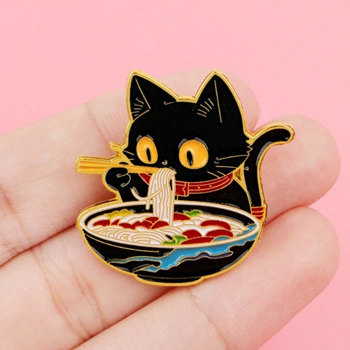 Cat ramen enamel - enamel, cute