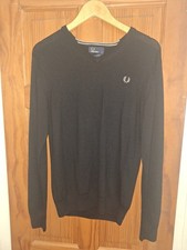For sale Fred Perry V Jumper in Black Size Medium 100 per cent wool