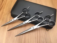 Professional Pet Grooming Straight Scissors Serrated Edge Set of 4 scissors
