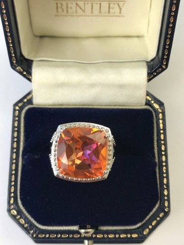 Padparadscha quartz ring - padparadscha,