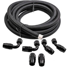 AN10 10AN -10 AN -10 Fitting Nylon Braided Gas Oil Fuel Hose End Line Pipe Kit
