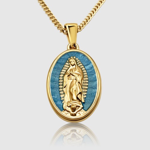 18k gold virgin mary - gold,