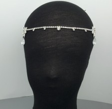 1920s GATSBY CRYSTAL DIAMANTE DROP FLOWEAR CHARM HEADPIECAE HAIR WEDDING Bridal