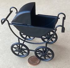 Dolls House Victorian Pram Black Metal 1:12 Scale Miniature Nursery 70 tumdee