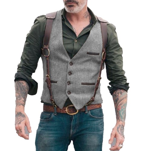 Mens herringbone vests cowboy - herringbone,