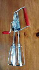 Vintage retro red Sky-Line hand egg beater whisk  kitchen utensil