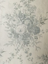 Kate Forman Roses  Blue  Curtain Fabric remnant 1.1 metres