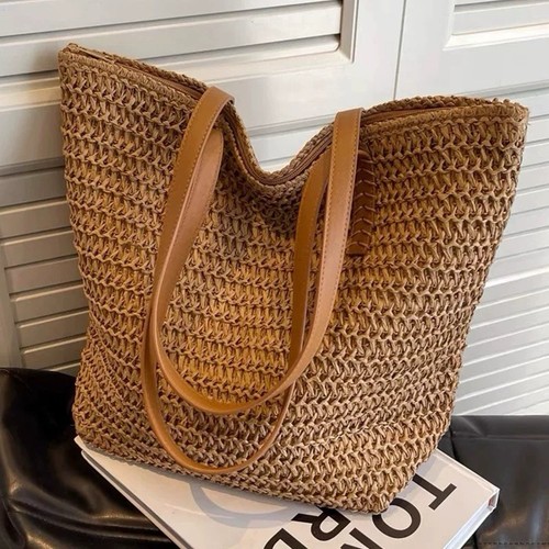 Woven straw beach - , zip