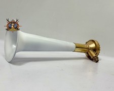Maritime Whistle Antique Brass White Fiber Ship Air Horn | Nautical Collectible