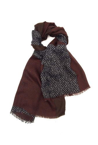 Black orange herringbone scarf - herringbone,