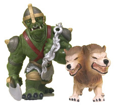 ELC  Mythical  Fantasy  Figures  Large  Green Troll and Two Headed Dog wolf