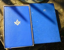 Holy Bible King James Version Masonic Edition Blue Leather Original Box M 159