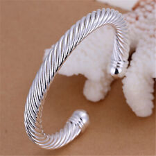 8mm Twisted Cuff Torque Bangle Sterling Silver 925 Open Bracelet