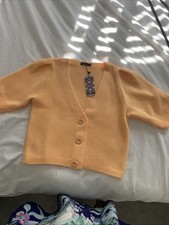 Gorgeous Boohoo  Puff Sleeve Crop Cardigan In Apricot Size Medium/Small