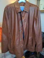 Arif Of Mayfair Latino Italian Handmade Genuine Leather Brown Jacket Size 44"