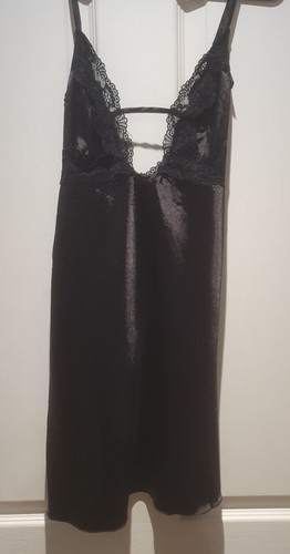 Satin black chemise - satin,