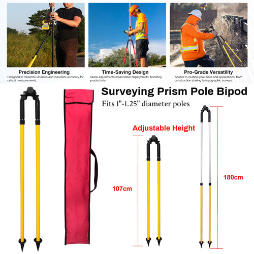Prism pole bipod thumb - thumb, release