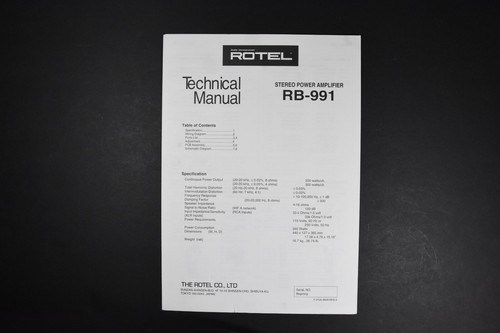 Rotel 991 stereo power - rotel, rb-991