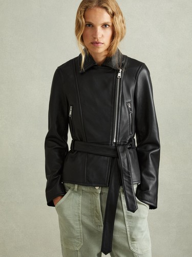 Reiss womens black leather - womens,