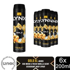 Lynx XL 48-H High Definition Fragrance Gold Body Spray Deodorant 6 Pack, 200ml