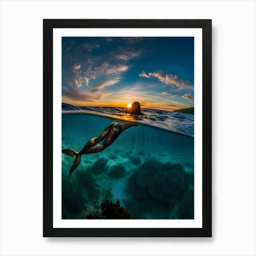 Mermaid sunset reimagined - mermaid, -reimagined