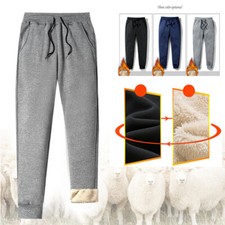 Mens Fleece Lined Athletic Pants Winter Warm Thick Trousers Casual Loose Joggers