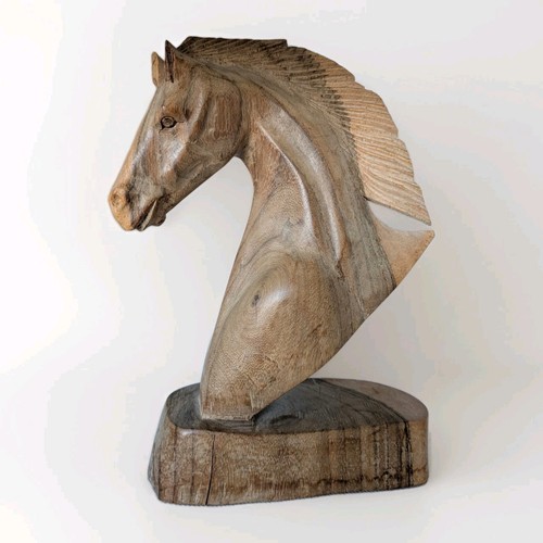 Hand carved wooden horse - wooden, head
