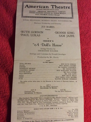 Ibsen doll house program - house,