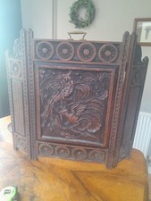 Hand Carved Antique Wooden Fire Screen. Probably Anglo Indian.
