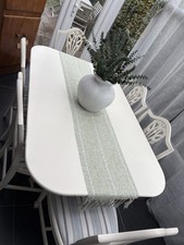 French Shabby Chic Style Extending Dining Table. 8 Matching Chairs 2 Carver Set