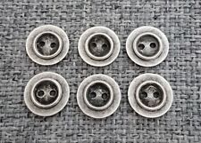 6 x Small Silver Pewter Tone Metal 2 Hole Buttons 15mm Vintage Gothic Steampunk