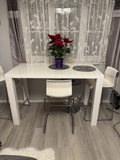 dining table and chairs used,  from ikea, gloss white , livery good condition,