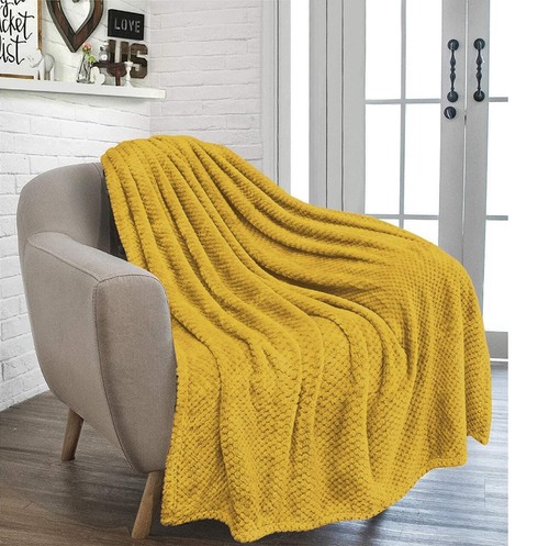 Waffle honey comb throw - honey,