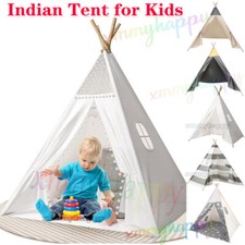 160cm Canvas Children Lace Indian Tent Teepee Kids Wigwam In/Outdoor Play House