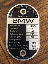 VINTAGE BMW FRAME I.D. TAG FOR