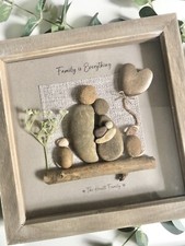 Personalised Family Pebble picture | Framed Gift | Pebble Art | Handmade Gift