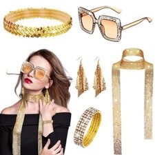 1970s Disco Accessories Disco Costume Set with Sunglasses Long Scarf Earrings UK